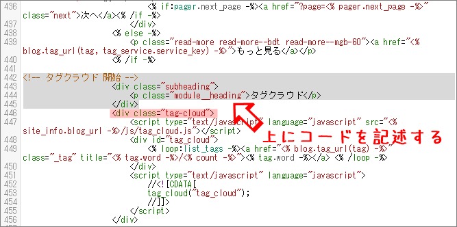 HTMLでコードを記述する位置