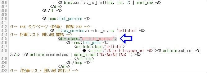 タグ一覧ページに記事リストを作る場合のHTMコード